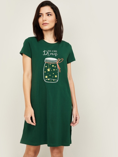 

Ginger by Lifestyle Green & White Printed Nightdress