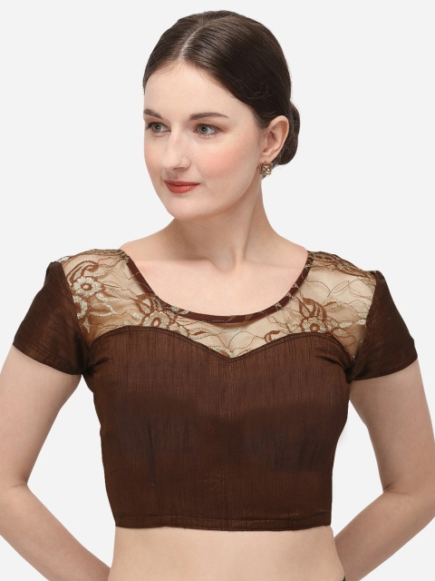 

Nanda Silk Mills Women Brown Solid Saree Blouse