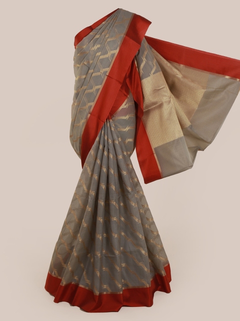 

Pothys Grey Woven Design Supernet Saree
