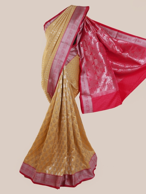 

Pothys Cream-Coloured & Silver Art Silk Woven Design Saree