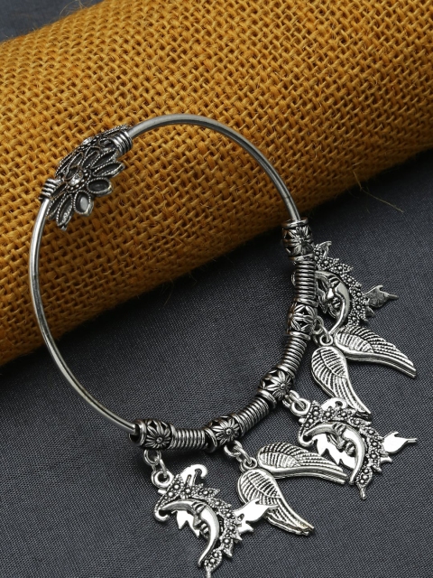 

ZeroKaata Silver-Toned German Silver Oxidised Cuff Bracelet