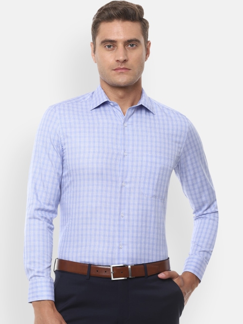 

Louis Philippe Men Blue & White Regular Fit Checked Formal Shirt
