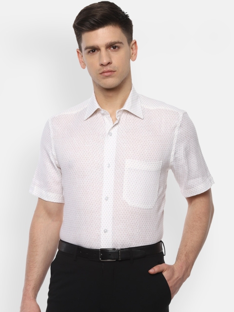 

Louis Philippe Men White & Red Regular Fit Printed Linen Formal Shirt