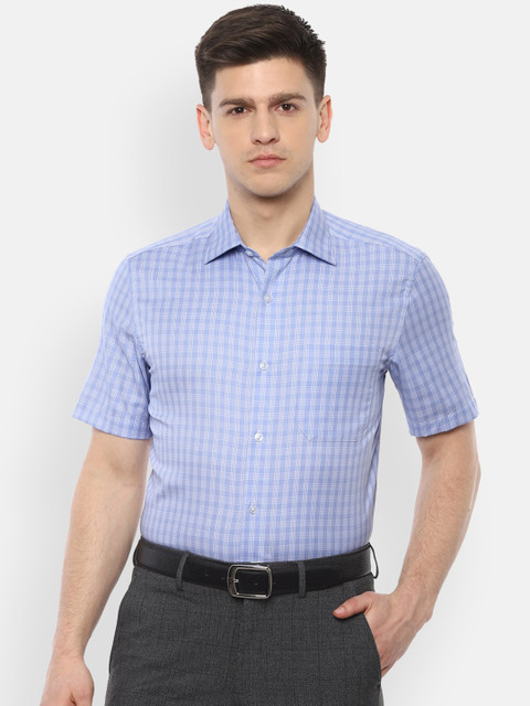 

Louis Philippe Men Blue & White Regular Fit Checked Formal Shirt