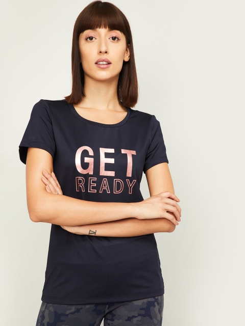 

Kappa Women Navy Blue Printed Round Neck T-shirt
