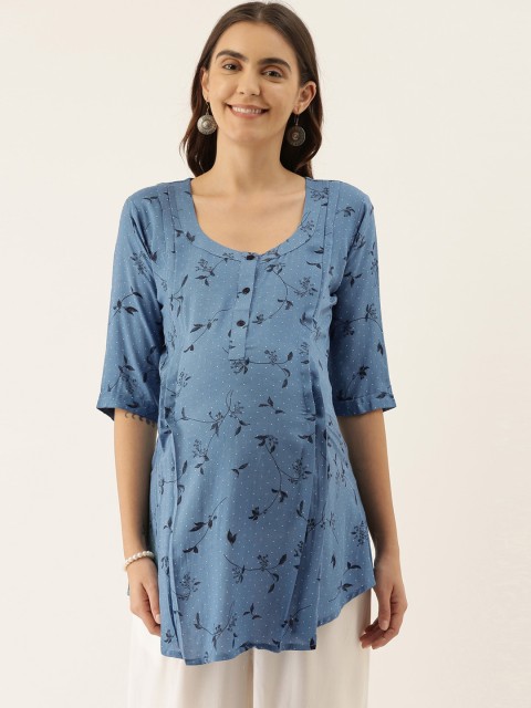 

GOLDSTROMS Women's Blue & Black Printed Maternity Tunic