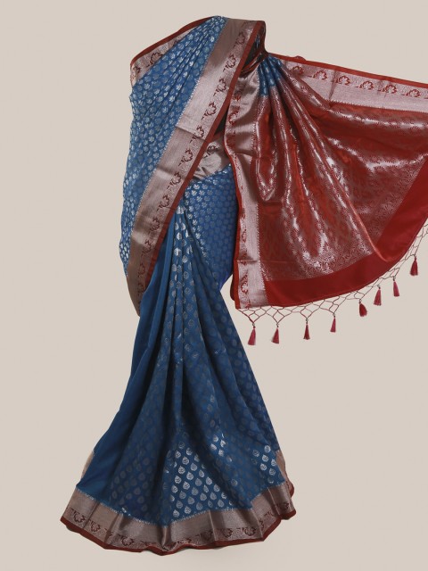 

Pothys Navy Blue & Maroon Art Silk Woven Design Saree