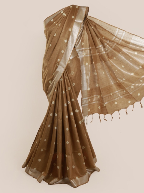 

Pothys Tan Woven Design Linen Blend Saree