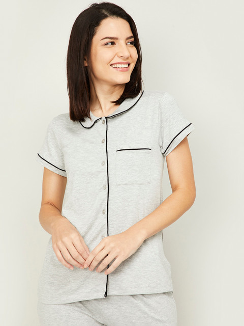 

Ginger by Lifestyle Women Grey Melange Solid Nightdress