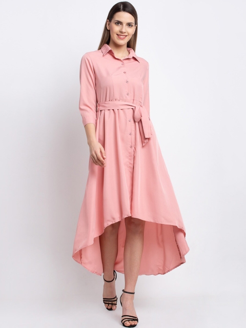 

emeros Women Pink Solid Shirt Dress