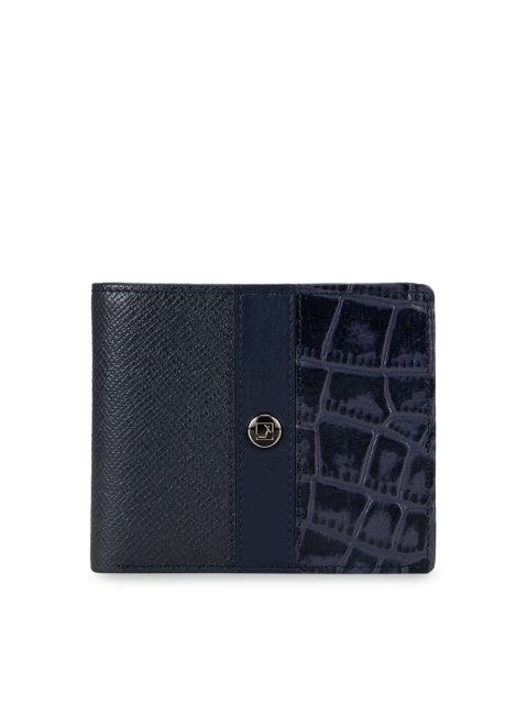 

Da Milano Men Blue Textured Two Fold Leather Wallet