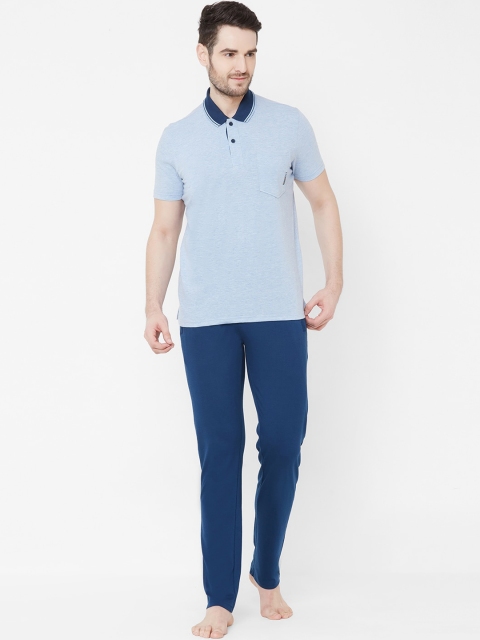 

Sweet Dreams Men Blue Solid Night Suit