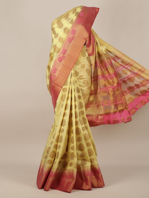 

Pothys Yellow Woven Design Jute Silk Saree