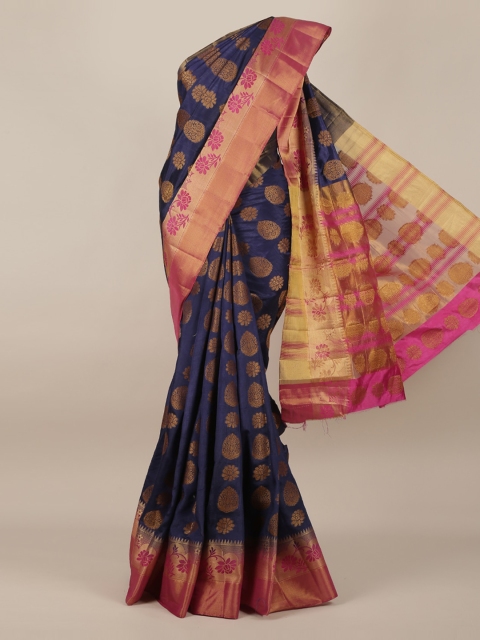 

Pothys Navy Blue Woven Design Jute Silk Saree