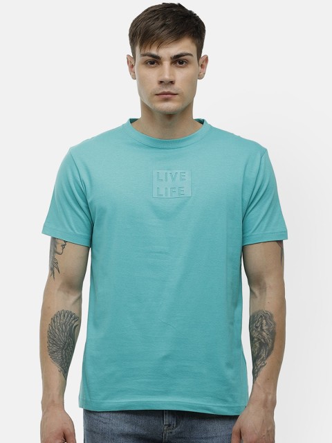 

Voi Jeans Men Green Solid Round Neck Cotton Pure Cotton T-shirt