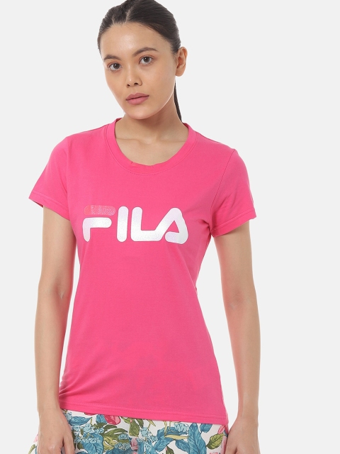 

FILA Women Pink Printed Round Neck T-shirt