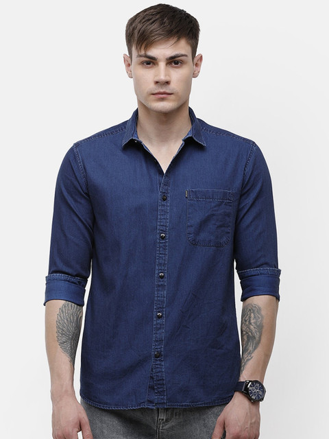 

Voi Jeans Men Blue Slim Fit Solid Casual Cotton Shirt