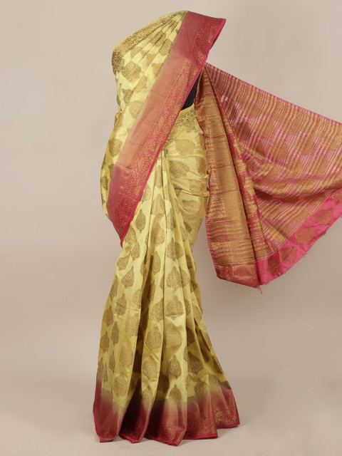 

Pothys Yellow Woven Design Jute Silk Saree