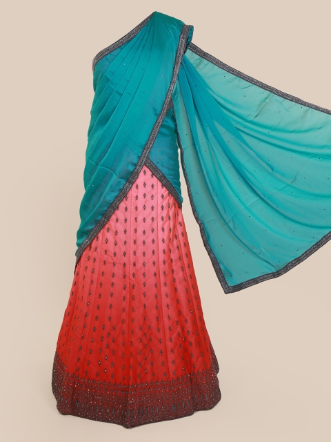 

Pothys Blue & Pink Poly Chiffon Embellished Saree