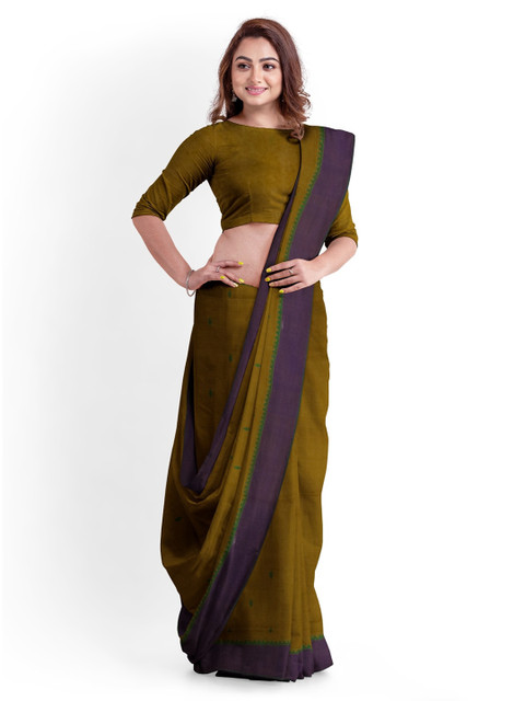 

APCO Olive Green Woven Design Pure Cotton Saree
