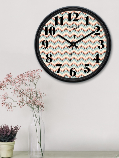 RANDOM Beige & Pink Round Printed Analogue Wall Clock