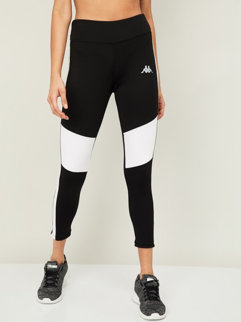 

Kappa Women Black & White Colourblocked Tights