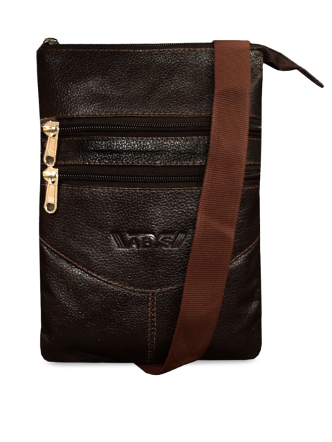 

ABYS Unisex Coffee Brown Textured Leather Messenger Bag