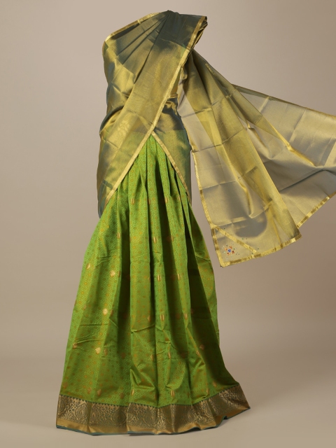 

Pothys Green & Gold-Coloured Woven Design Unstitched Lehenga & Blouse with Dupatta