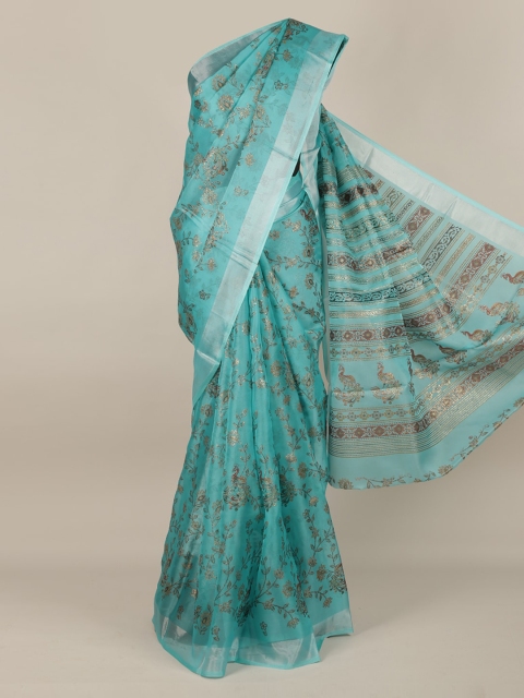 

Pothys Blue Printed Tissue Saree