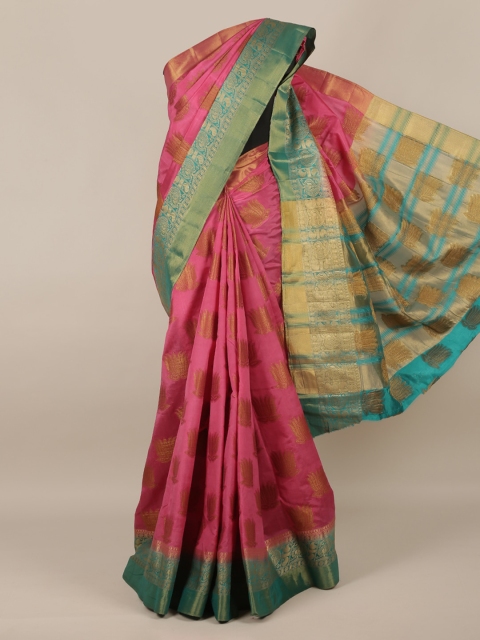 

Pothys Pink Woven Design Jute Silk Saree