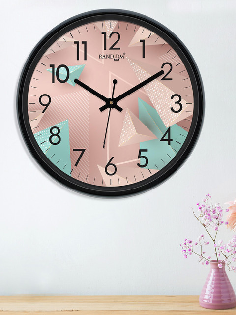 

RANDOM Peach-Coloured & Sea Green Round Printed Analogue Wall Clock