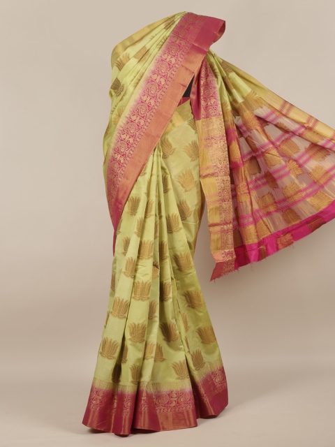 

Pothys Green & Maroon Jute Silk Woven Design Saree