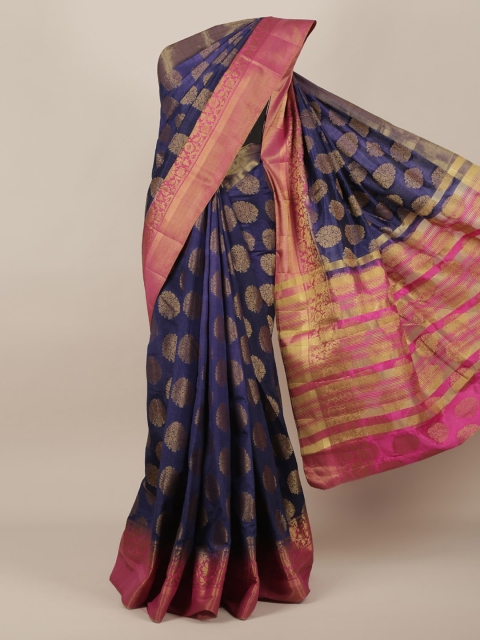 

Pothys Navy Blue Woven Design Jute Silk Saree