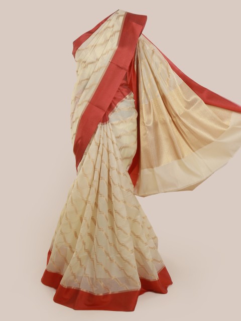 

Pothys Cream-Coloured Printed Supernet Saree