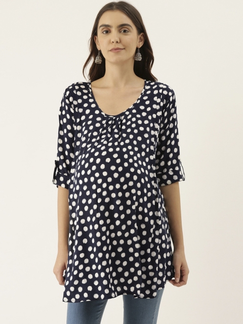 

GOLDSTROMS Women Navy Blue & White Printed Maternity Tunic