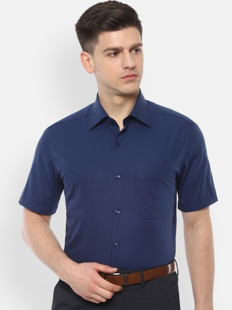 

Louis Philippe Men Navy Blue & White Regular Fit Printed Cotton Formal Shirt