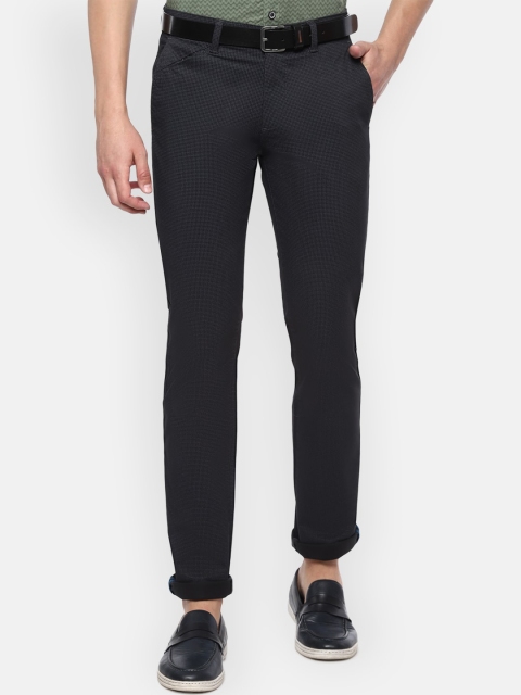 

V Dot Men Grey Slim Fit Self Design Regular Trousers