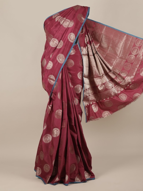 

Pothys Maroon Woven Design Jute Silk Saree