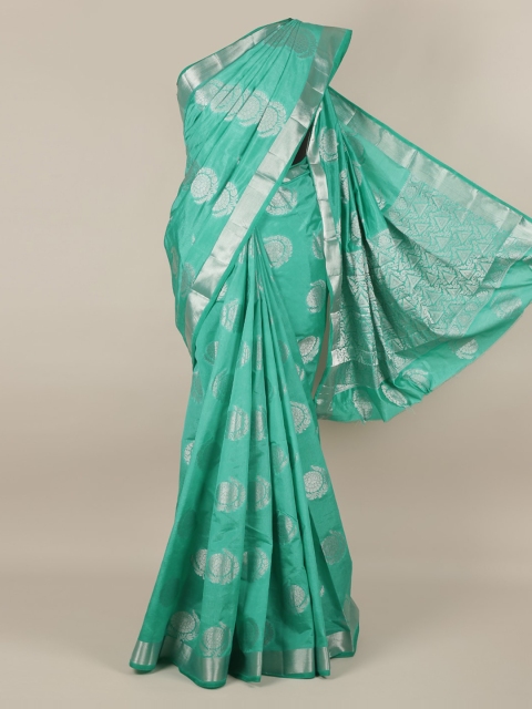 

Pothys Green & Silver Jute Silk Woven Design Saree