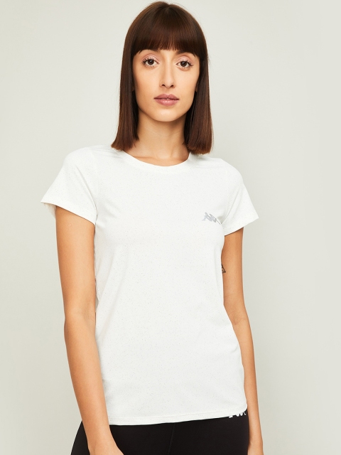 

Kappa Women Off-White Solid Round Neck T-shirt