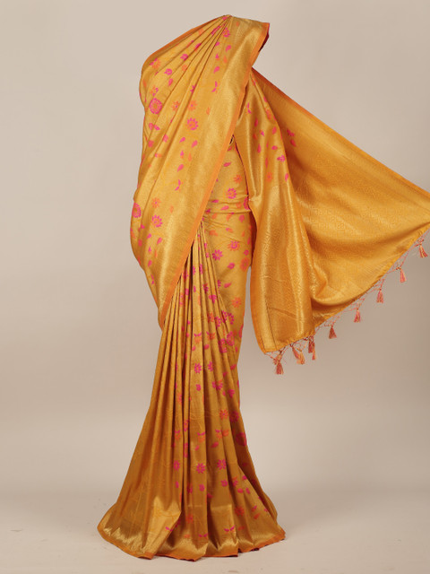 

Pothys Mustard Yellow Pure Silk Woven Design Banarasi Saree