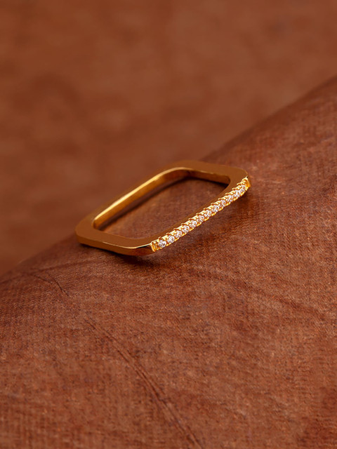 

Studio Voylla Gold-Plated White CZ-Studded Square Finger Ring