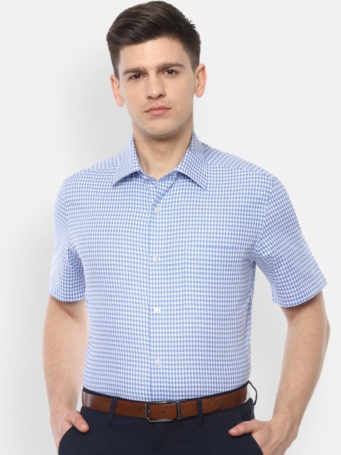 

Louis Philippe Men Blue & White Regular Fit Checked Cotton Formal Shirt