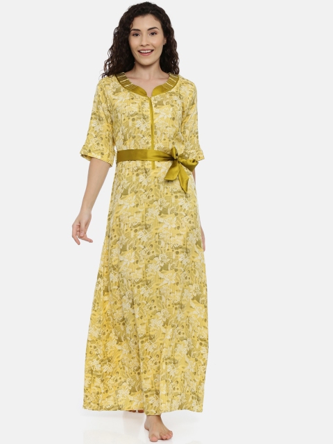 

GOLDSTROMS Yellow & Green Printed Nightdress