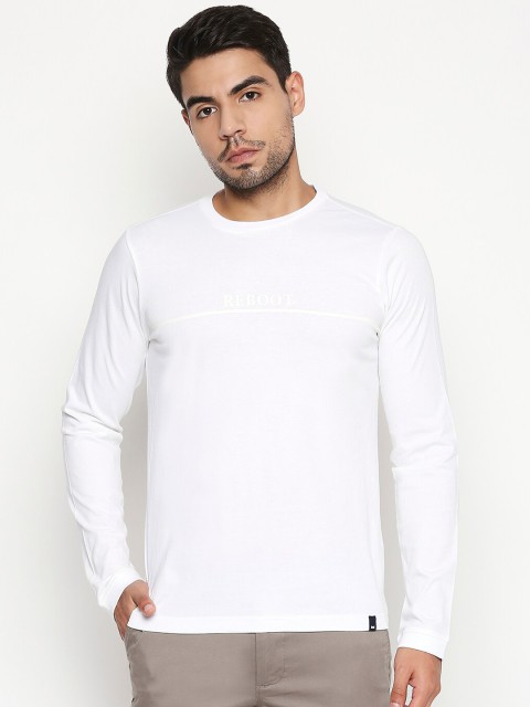 

Basics Men White Solid Round Neck Organic Cotton Slim Fit T-shirt