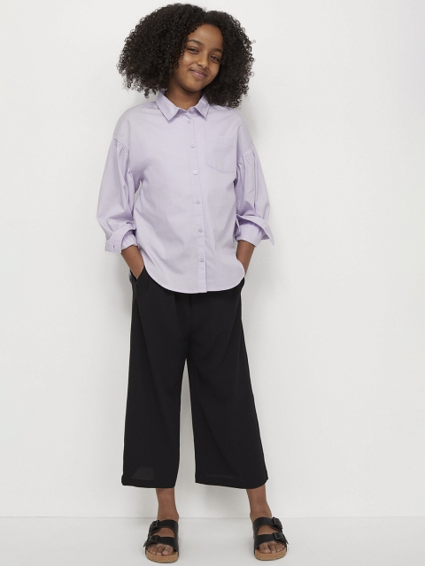 

H&M Girls Black Solid Wide Trousers