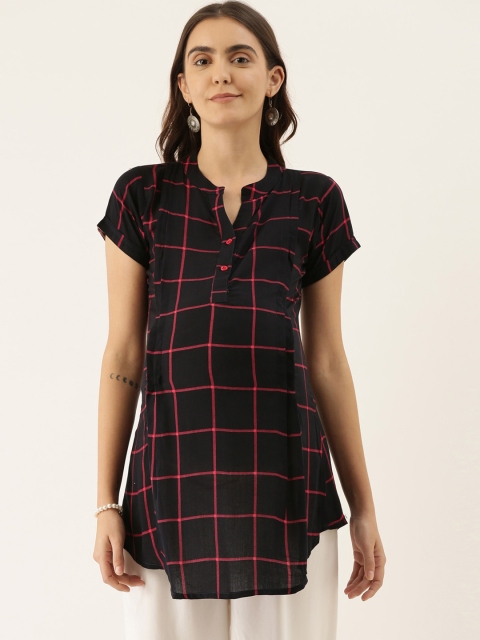 

GOLDSTROMS Women Black & Pink Checked Maternity Tunic