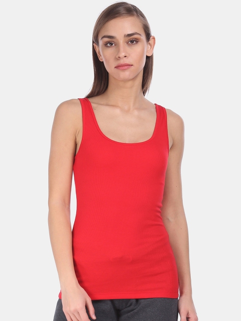 

GAP Red U-Neck Patterned Knit Tank Top