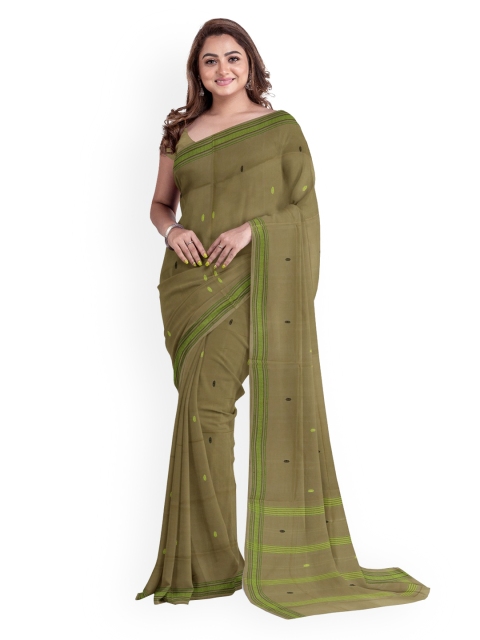 

APCO Olive Green Woven Design Pure Cotton Saree