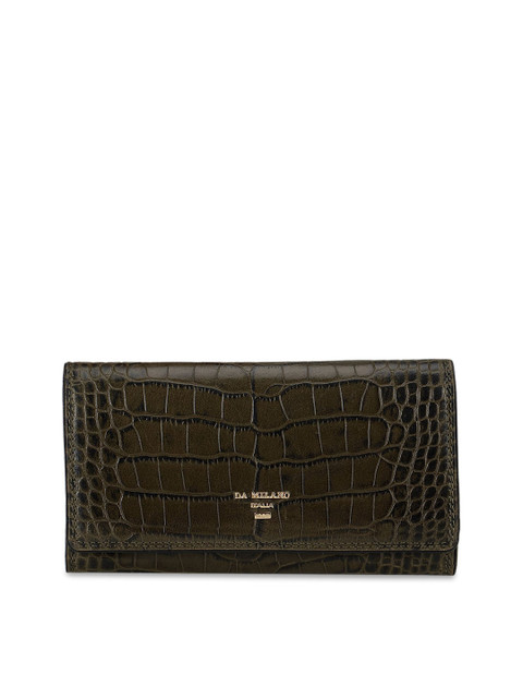 

Da Milano Women Green Textured Leather Envelope